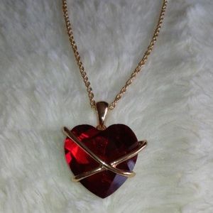 Red Heart Necklace With a Twist